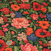 Tissu gabardine coton imprimée motif JACQUARD FLORAL multicolore - TissusPapi.com