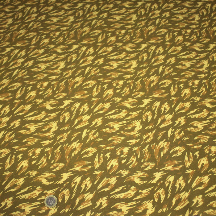 Tissu Viscose fluide MONIQUE faux-uni léopard vert & bronze - OEKO-TEX