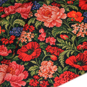 Tissu gabardine coton imprimée motif JACQUARD FLORAL multicolore - TissusPapi.com