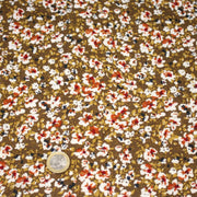 Tissu Viscose crêpe ocre fleuri blanc rouille noir - TissusPapi.com