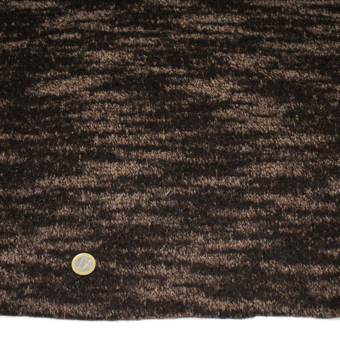 Tissu Lainage jacquard motif faux-uni rayé, tons marrons & taupe