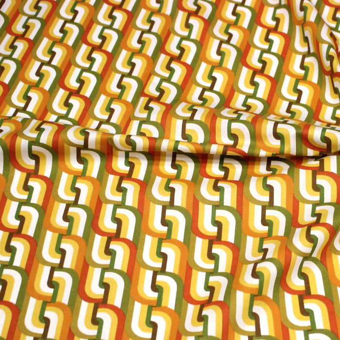 Tissu cotonnade SEVENTIES aux formes entremêlées, trois couleurs dispos - OEKO - TEX STANDARD 100 - TissusPapi.com