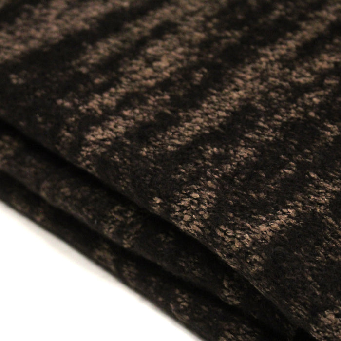 Tissu Lainage jacquard motif faux-uni rayé, tons marrons & taupe