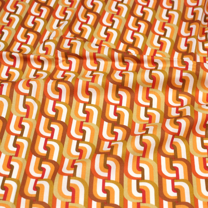 Tissu cotonnade SEVENTIES aux formes entremêlées, trois couleurs dispos - OEKO - TEX STANDARD 100 - TissusPapi.com