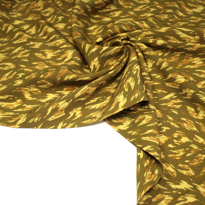 Tissu Viscose fluide MONIQUE faux-uni léopard vert & bronze - OEKO-TEX