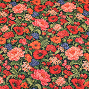 Tissu gabardine coton imprimée motif JACQUARD FLORAL multicolore - TissusPapi.com