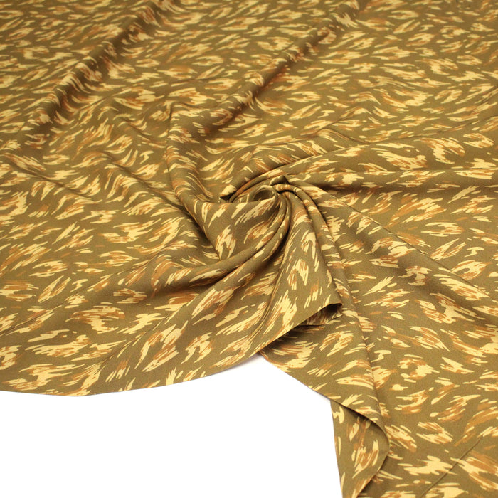 Tissu Viscose fluide MONIQUE faux-uni léopard vert & bronze - OEKO-TEX