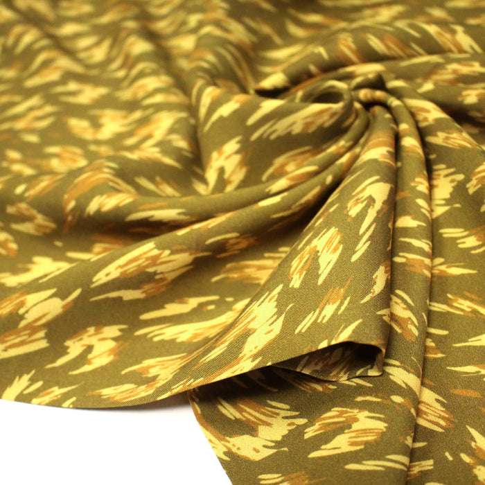 Tissu Viscose fluide MONIQUE faux-uni léopard vert & bronze - OEKO-TEX