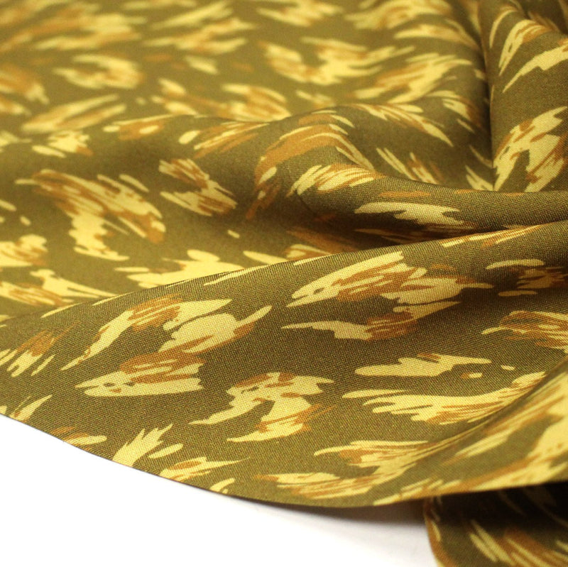 Tissu Viscose fluide MONIQUE faux - uni léopard vert & bronze - OEKO - TEX - TissusPapi.com