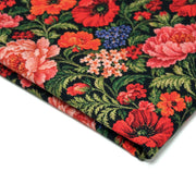 Tissu gabardine coton imprimée motif JACQUARD FLORAL multicolore - TissusPapi.com