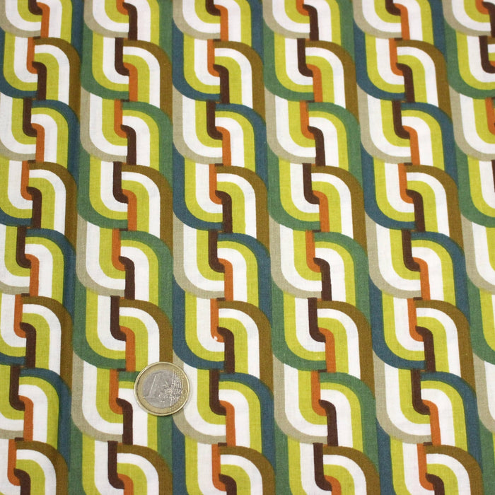 Tissu cotonnade SEVENTIES aux formes entremêlées, trois couleurs dispos - OEKO - TEX STANDARD 100 - TissusPapi.com