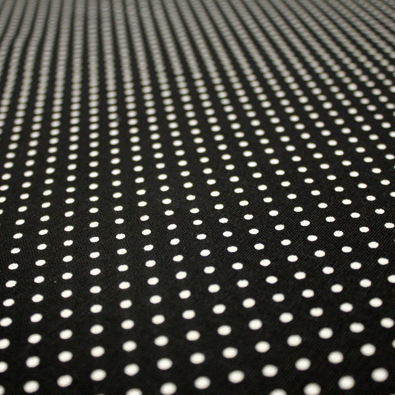Tissu coton POLKA DOT noir et pois écrus 2mm - TissusPapi.com