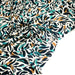 Tissu Viscose fluide au feuillage marine canard et ocre, fond écru - TissusPapi.com