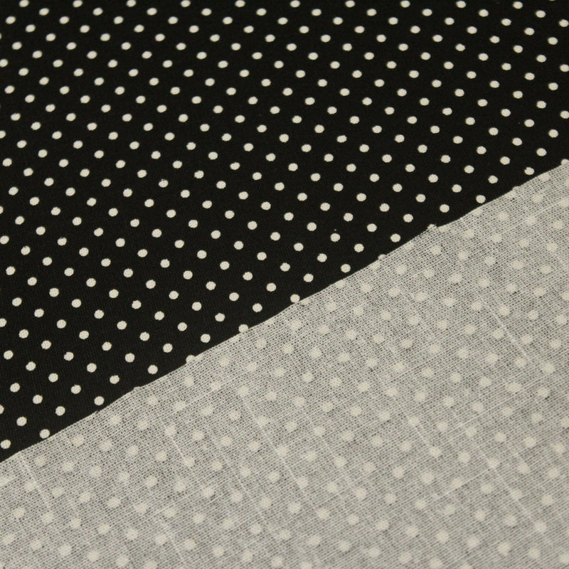 Tissu coton POLKA DOT noir et pois écrus 2mm - TissusPapi.com