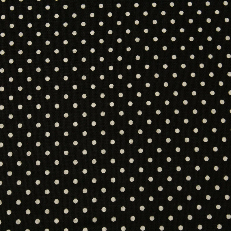 Tissu coton POLKA DOT noir et pois écrus 2mm - TissusPapi.com