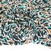 Tissu Viscose fluide au feuillage marine canard et ocre, fond écru - TissusPapi.com