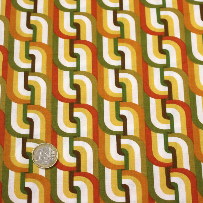 Tissu cotonnade SEVENTIES aux formes entremêlées, trois couleurs dispos - OEKO - TEX STANDARD 100 - TissusPapi.com