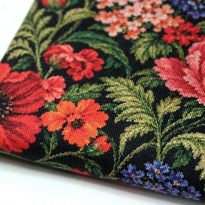 Tissu gabardine coton imprimée motif JACQUARD FLORAL multicolore - TissusPapi.com