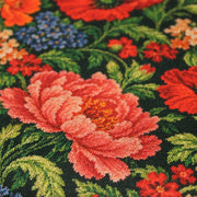 Tissu gabardine coton imprimée motif JACQUARD FLORAL multicolore - TissusPapi.com