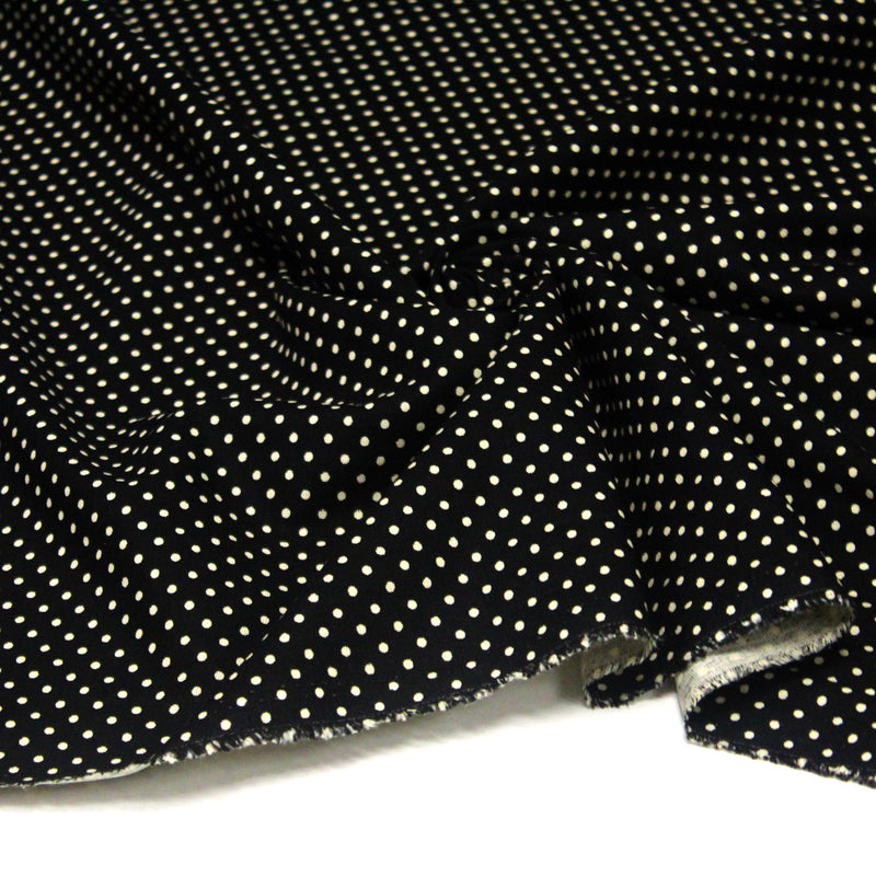 Tissu coton POLKA DOT noir et pois écrus 2mm - TissusPapi.com