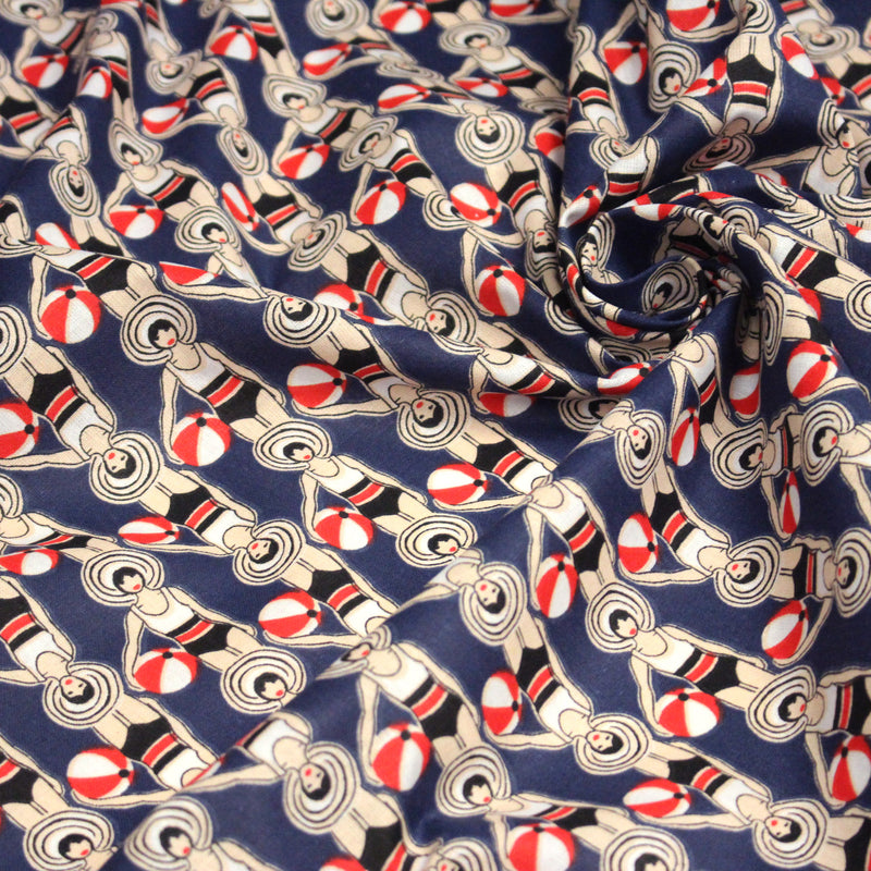 Tissu cotonnade LES NAGEUSES ART DECO - OEKO - TEX STANDARD 100 - TissusPapi.com