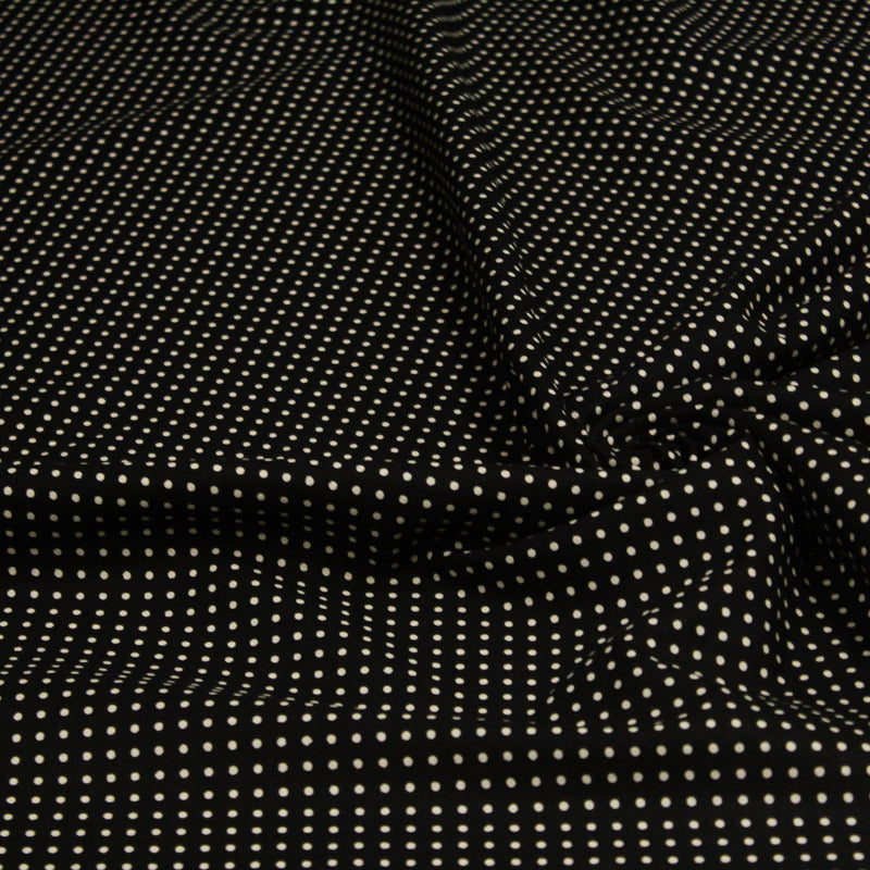 Tissu coton POLKA DOT noir et pois écrus 2mm - TissusPapi.com