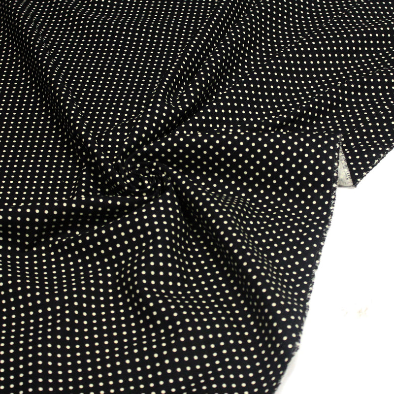 Tissu coton POLKA DOT noir et pois écrus 2mm - TissusPapi.com