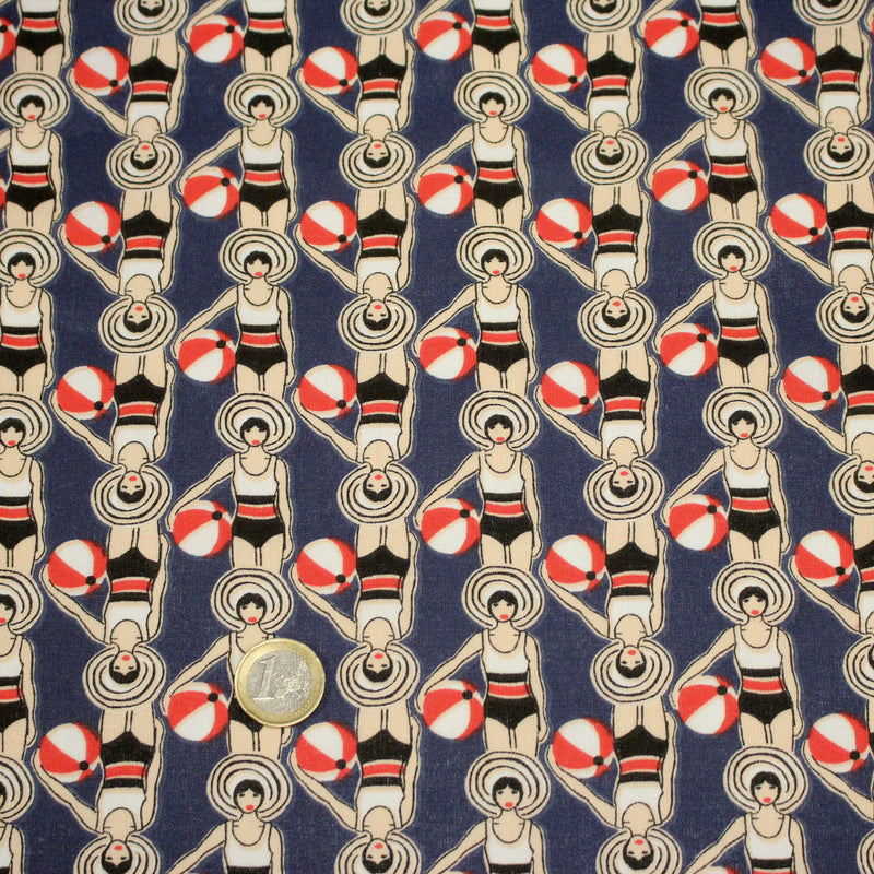 Tissu cotonnade LES NAGEUSES ART DECO - OEKO - TEX STANDARD 100 - TissusPapi.com