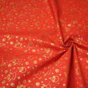 Tissu coton NOËL rouge au Père - Noël et cadeaux dorés - OEKO - TEX - TissusPapi.com