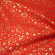 Tissu coton NOËL rouge au Père - Noël et cadeaux dorés - OEKO - TEX - TissusPapi.com