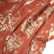 Tissu coton épais TOILE DE JOUY "LES AMERINDIENS", rouille rouge & écru - TissusPapi.com