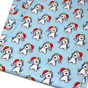 Tissu popeline de coton de Noël, petit chien & bonnet du père Noël - TissusPapi.com