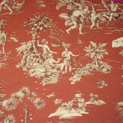 Tissu coton épais TOILE DE JOUY "LES AMERINDIENS", rouille rouge & écru - TissusPapi.com
