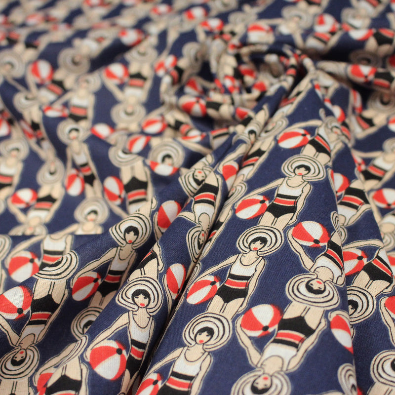 Tissu cotonnade LES NAGEUSES ART DECO - OEKO - TEX STANDARD 100 - TissusPapi.com