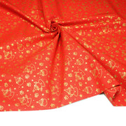 Tissu coton NOËL rouge au Père - Noël et cadeaux dorés - OEKO - TEX - TissusPapi.com