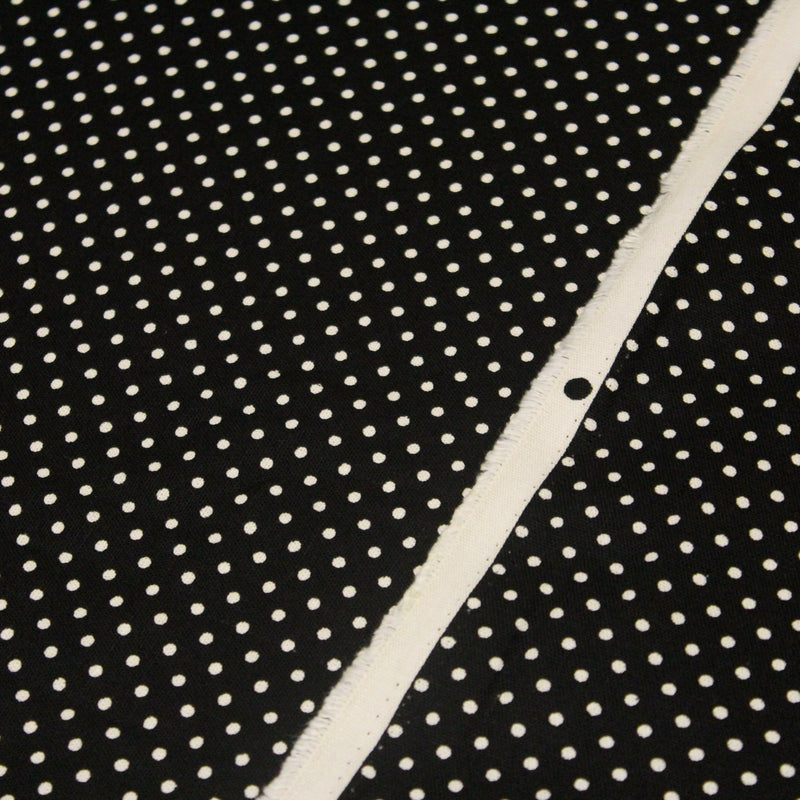 Tissu coton POLKA DOT noir et pois écrus 2mm - TissusPapi.com