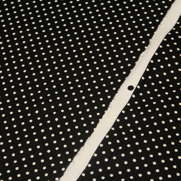 Tissu coton POLKA DOT noir et pois écrus 2mm