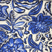 Tissu voile de coton imprimé INDIENNES écru aux fleurs bleues et marine - TissusPapi.com