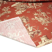 Tissu coton épais TOILE DE JOUY "LES AMERINDIENS", rouille rouge & écru - TissusPapi.com