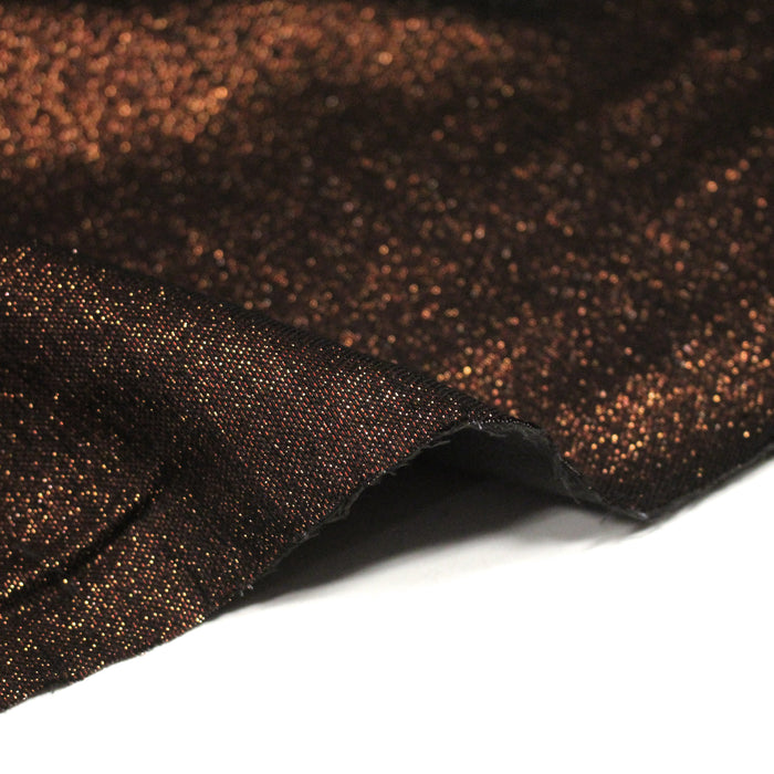 Tissu Maille viscose rouge cuivre lurex et verso noir, de fabrication française - TissusPapi.com