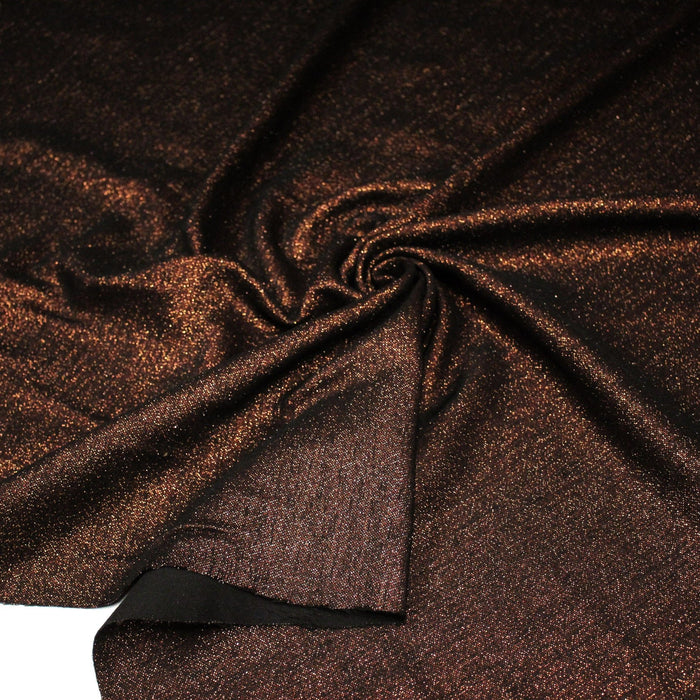 Tissu Maille viscose rouge cuivre lurex et verso noir, de fabrication française - TissusPapi.com