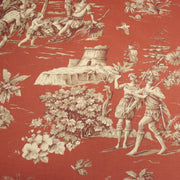 Tissu coton épais TOILE DE JOUY "LES AMERINDIENS", rouille rouge & écru - TissusPapi.com