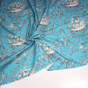 Tissu coton épais TOILE DE JOUY LES AMOURS, bleu, grande largeur 280cm - TissusPapi.com