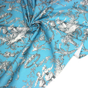 Tissu coton épais TOILE DE JOUY LES AMOURS, bleu, grande largeur 280cm - TissusPapi.com