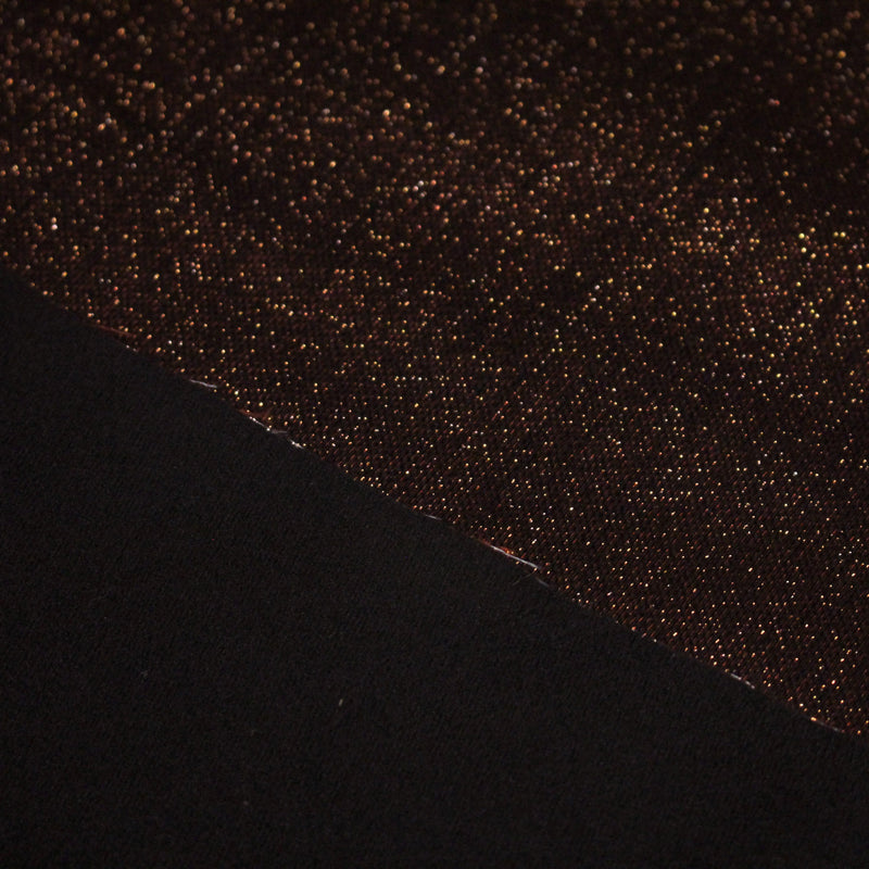 Tissu Maille viscose rouge cuivre lurex et verso noir, de fabrication française - TissusPapi.com