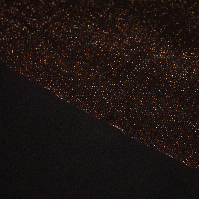 Tissu Maille viscose rouge cuivre lurex et verso noir, de fabrication française - TissusPapi.com