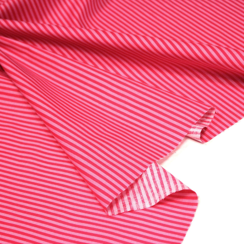 Tissu cotonnade aux rayures rose magenta et rose, 3mm - TissusPapi.com