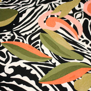 Tissu viscose fluide COMPORTA, motif graphique noir blanc, fleuri vert rose corail - Fabrication française - TissusPapi.com