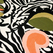 Tissu viscose fluide COMPORTA, motif graphique noir blanc, fleuri vert rose corail - Fabrication française - TissusPapi.com