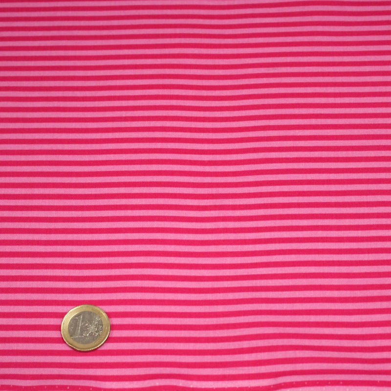Tissu cotonnade aux rayures rose magenta et rose, 3mm - TissusPapi.com